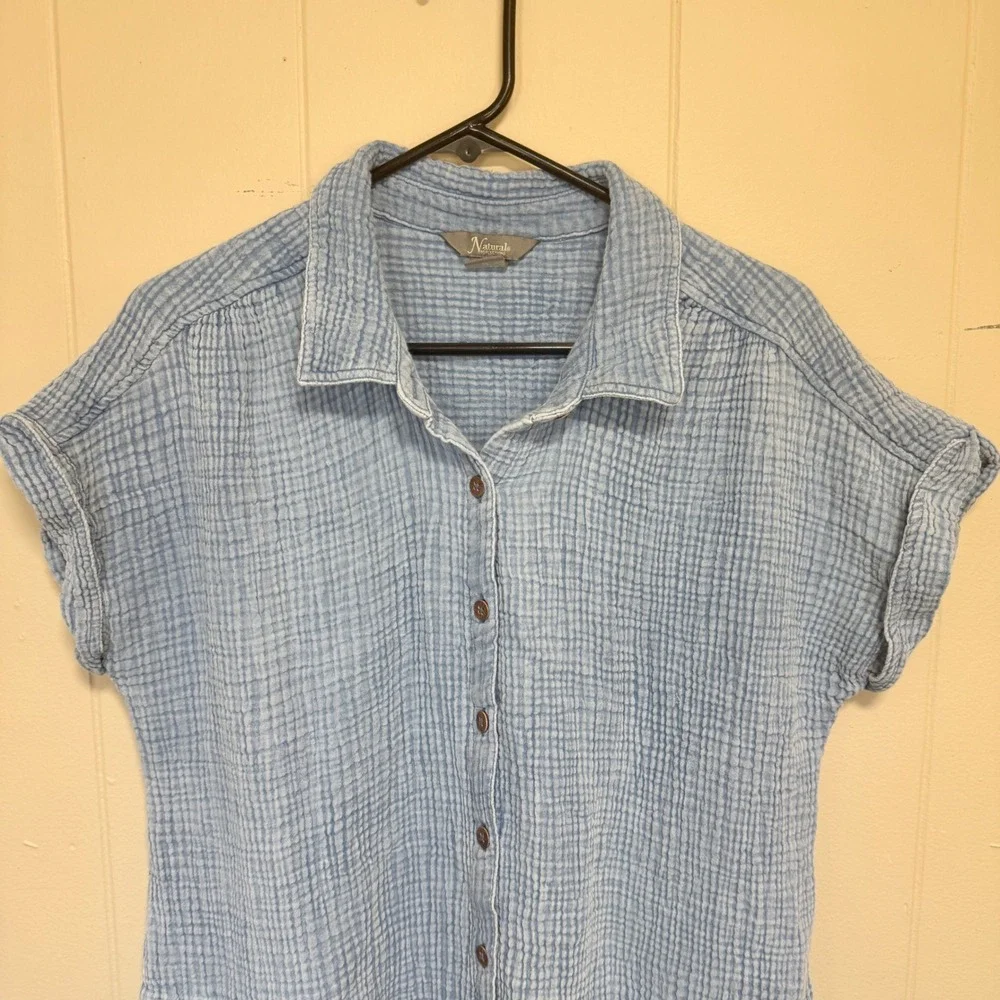 Womens‎ Boho Gauze Cotton Button Up Shirt Dress XL Resort Travel Beach Vacation - Picture 9 of 13